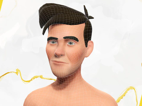 Cartoon Handsome Man in Casual Shirt 3D Model