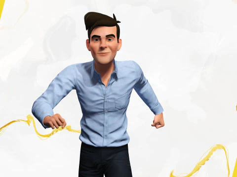 Cartoon Handsome Man in Casual Shirt 3D Model