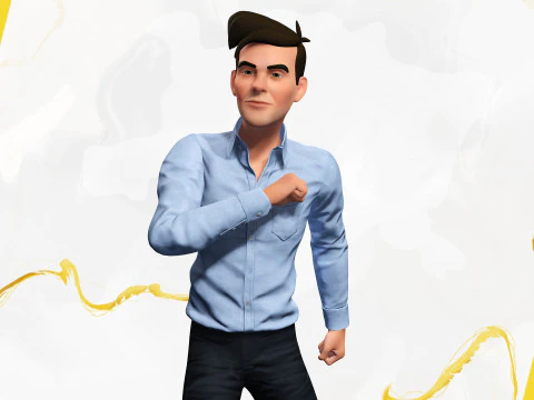 Cartoon Handsome Man in Casual Shirt 3D Model