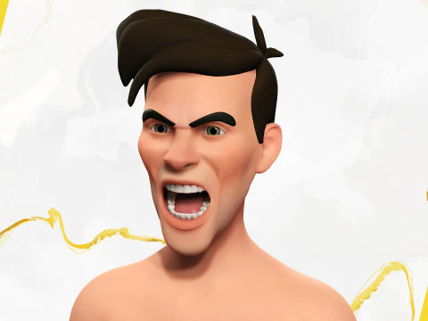 Cartoon Handsome Man in Casual Shirt 3D Model