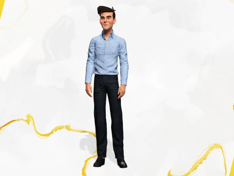 Cartoon Handsome Man in Casual Shirt 3D Model