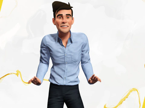 Cartoon Handsome Man in Casual Shirt 3D Model