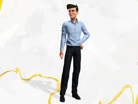 Cartoon Handsome Man in Casual Shirt 3D Model