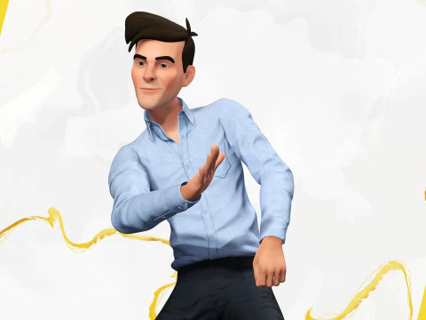 Cartoon Handsome Man in Casual Shirt 3D Model