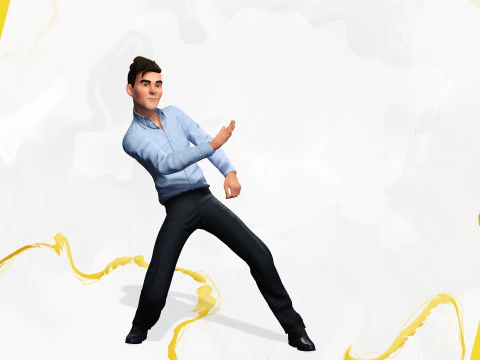 Cartoon Handsome Man in Casual Shirt 3D Model