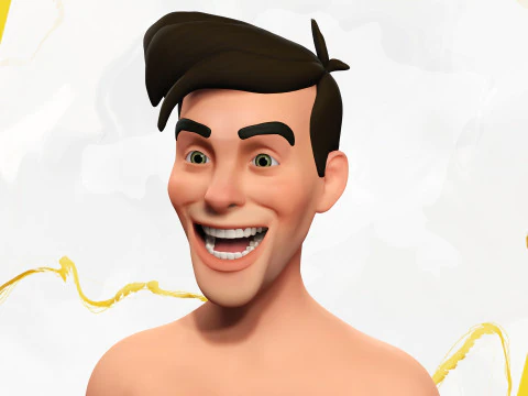 Cartoon Handsome Man in Casual Shirt 3D Model