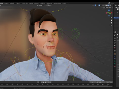 Cartoon Handsome Man in Casual Shirt 3Dモデル