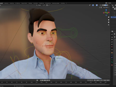 Cartoon Handsome Man in Casual Shirt 3D Model