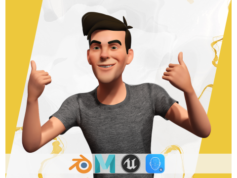 Casual character man in jeans 3D मॉडल