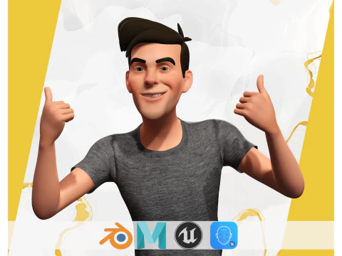 Kot pantolonlu sıradan karakter adam 3D Model