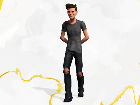 Casual character man in jeans 3D 모델