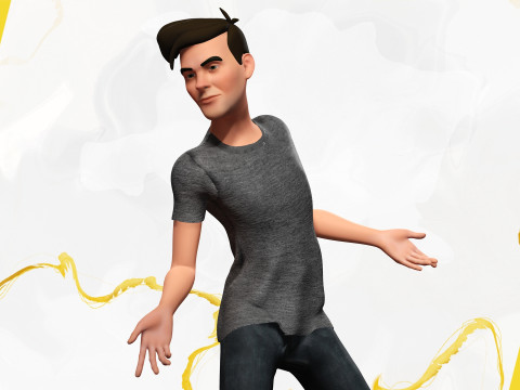 Casual character man in jeans 3D 모델