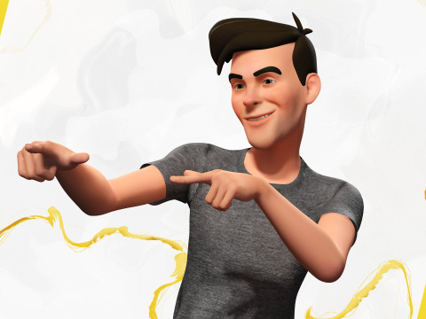 Casual character man in jeans 3D 모델