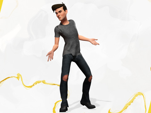 Casual character man in jeans 3D 모델
