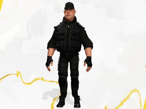 Security Guard Agent Policeman 3D Model