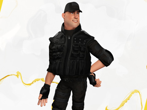 Security Guard Agent Policeman Model 3D