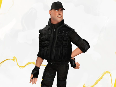 Security Guard Agent Policeman 3D Model