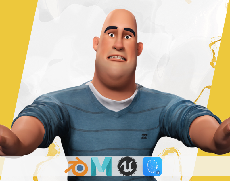 Bald man wears sweater casual look Modello 3D .c4d .max .obj .3ds .fbx .stl .blend