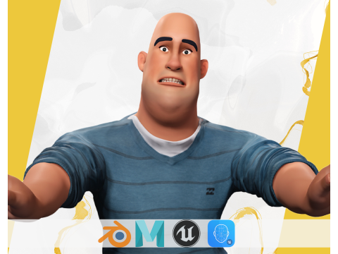 Bald man wears sweater casual look 3D Model