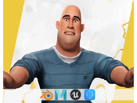 Лисий чоловік носить повсякденний светр 3D Модель