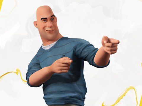 Bald man wears sweater casual look Modello 3D