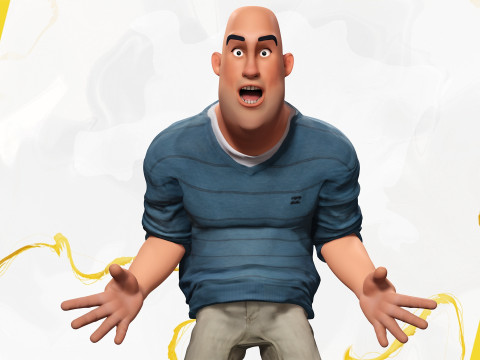 Bald man wears sweater casual look Modello 3D