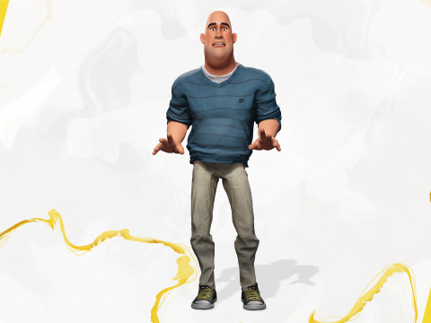 Bald man wears sweater casual look Modello 3D