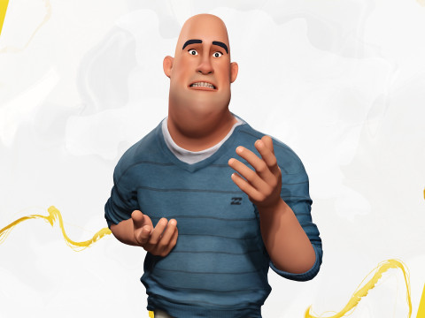 Bald man wears sweater casual look Modello 3D