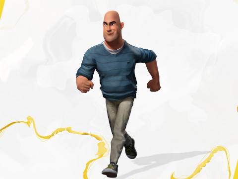 Bald man wears sweater casual look Modello 3D