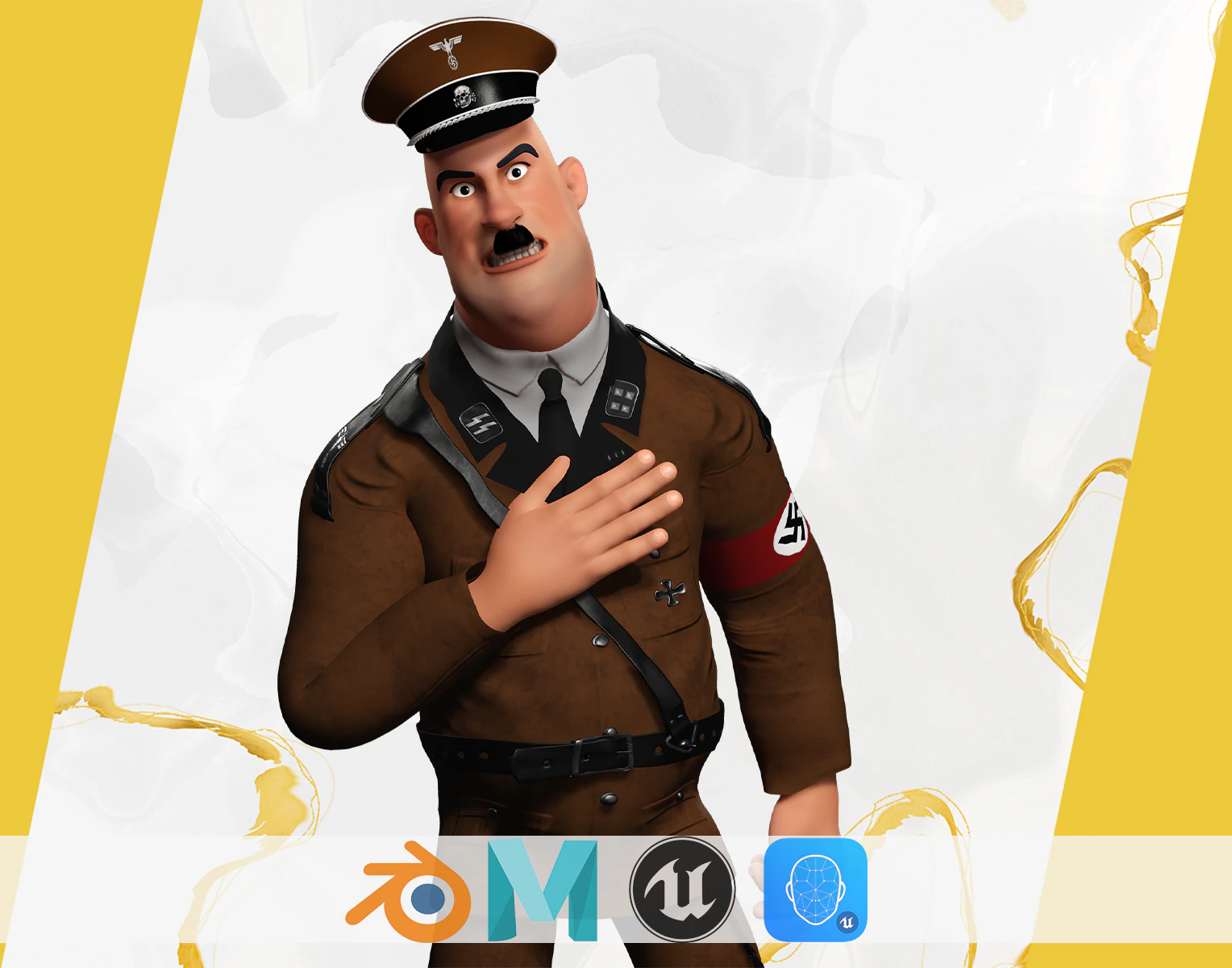 adolf hitler dibujos animados 3d Modelo 3D .c4d .max .obj .3ds .fbx .stl .blend 