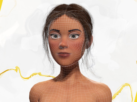Stylized cartoon woman in bikini Modelo 3D