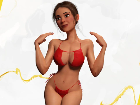 Stylized cartoon woman in bikini 3D Model
