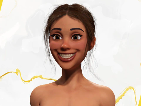 Stylized cartoon woman in bikini 3D Model