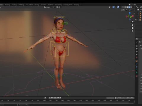 Stylized cartoon woman in bikini 3D Model