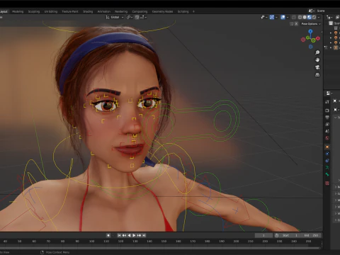 Stylized cartoon woman in bikini 3D Model