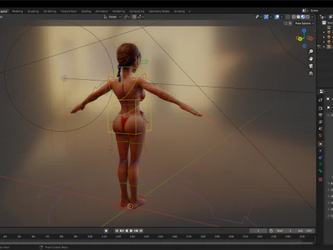 Stylized cartoon woman in bikini 3D Model