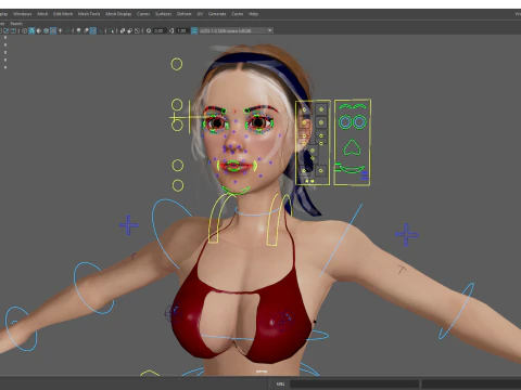 Stylized cartoon woman in bikini 3D Model