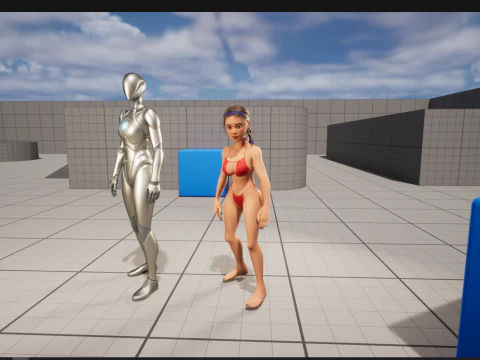 Stylized cartoon woman in bikini 3D Model
