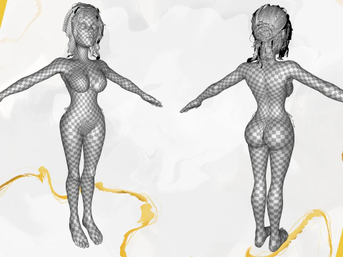 Stylized cartoon woman in bikini 3D Model