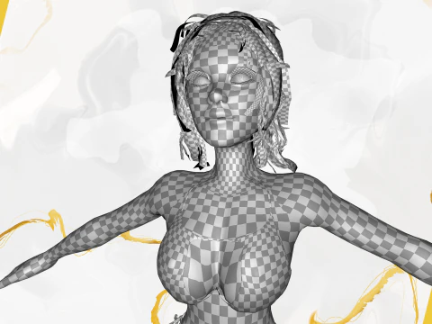 Stylized cartoon woman in bikini 3D Model