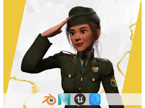 Woman in us army uniform 3D Модель
