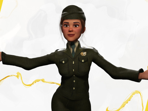 Woman in us army uniform 3D Модель