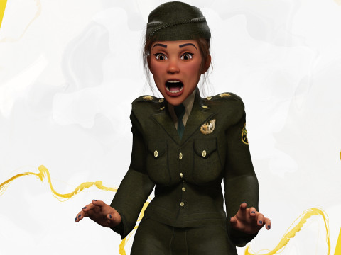 Woman in us army uniform 3D Модель
