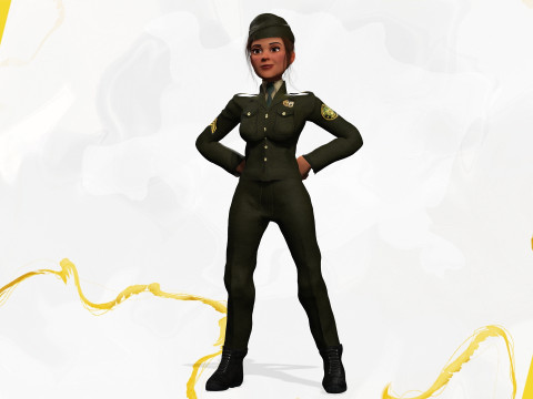 Woman in us army uniform 3D Модель