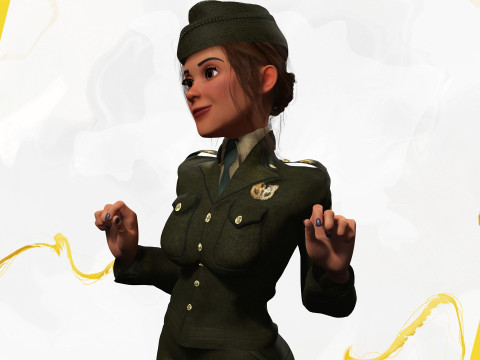 Woman in us army uniform 3D Модель