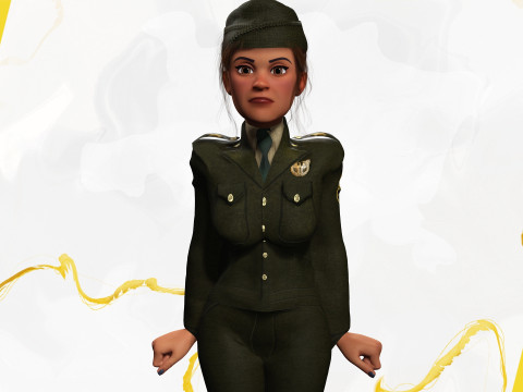 Woman in us army uniform 3D Модель