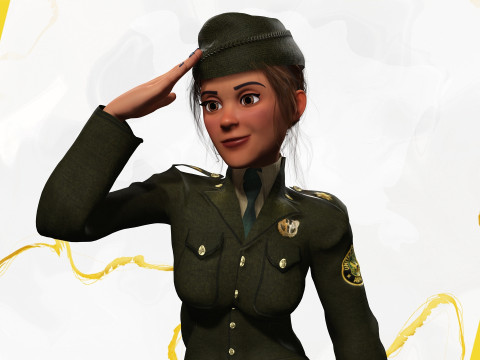 Woman in us army uniform 3D Модель