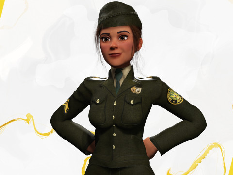 Woman in us army uniform 3D Модель
