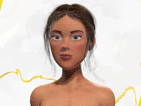 Cartoon Woman in Casual Outfit HQ 3D Model