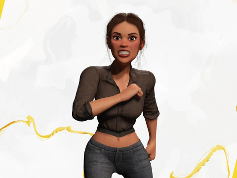Cartoon Woman in Casual Outfit HQ 3D Model
